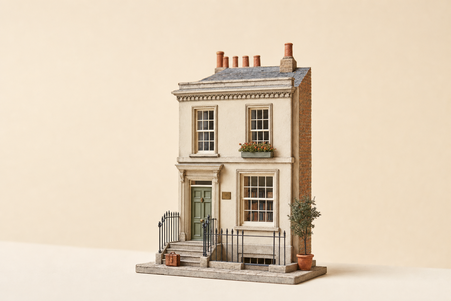 Miniature Georgian solicitor's office with a brass plaque